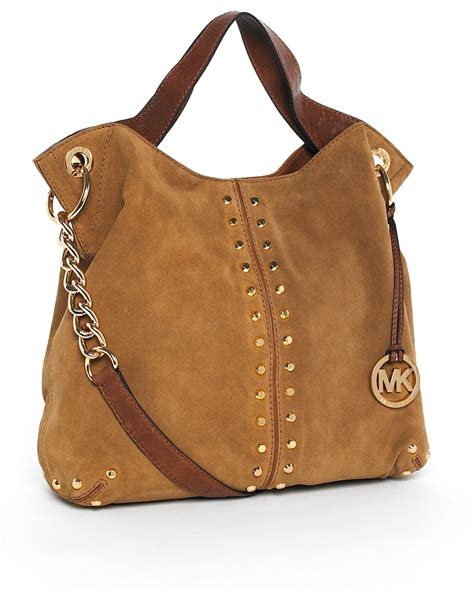 michael kors brown leather bag|brown suede michael kors handbags.